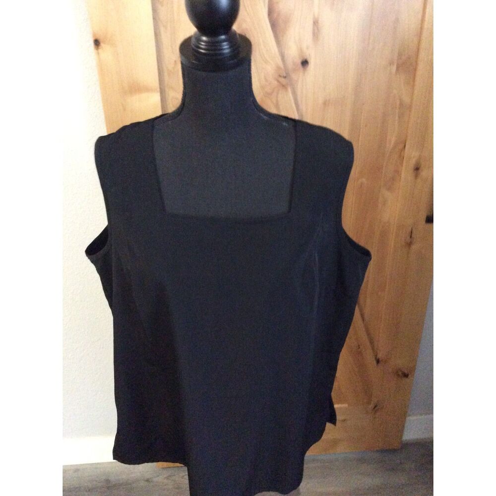 Susan Graver Black Sleeveless Square Neck Top Size XL Women's